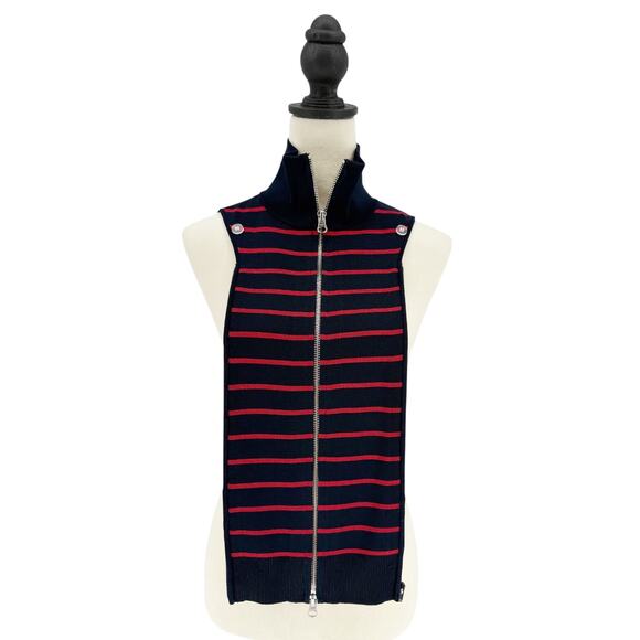 Veronica Beard Regan Dickey Navy Blue Red Stripe Ribbed Knit Matching Cuffs Set - Picture 4 of 9